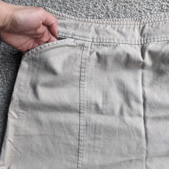 Pendleton 100% cotton tan full length a-line skirt pockets zip side button - Picture 6 of 12